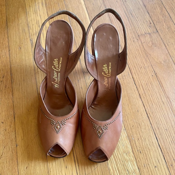 Vintage Shoes - 40s Vintage Peep Toe Pumps